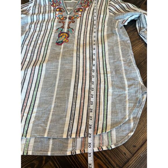 Soft Surroundings Floral Embroidered Blouse Women XL Lagenlook Beach Trip Pocket - Picture 5 of 13